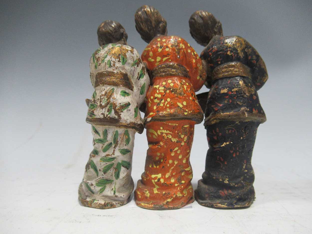 A cold painted metal model of three Geisha girls - Image 2 of 3