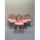 A set of six Victorian walnut dining chairs on cabriole legs (6)