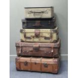 Five various early 20th century travelling trunks