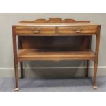 An early 20th century mahogany two drawer buffet, the drawers marked 'Whytock and Reid,