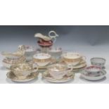 Items of English porcelain to include Newhall and Regency tea cups and saucers