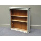 A small pine painted open bookcase, with split faux-bamboo moulding, 95 x 89 x 22cm, together with a