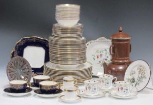 A collection of English porcelain to include a part Royal Doulton dinner service, Abberleys cups and