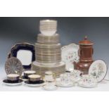 A collection of English porcelain to include a part Royal Doulton dinner service, Abberleys cups and