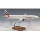 A model of an Emirates 777-330 ER Boeing, A6-ECW, 73cm long x 65cm wingspan