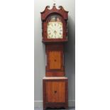 A longcase clock marked 'Blakeborough' painted with a countryside scene and flowers to the face, and