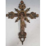 An Italianate painted wooden form of the crucifixion, 45 x 22.5cm