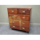 A campaign chest, with two over three long drawers, 104 x 92 x 51cmReconstructed in the 20th