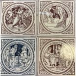 Four Shakespearean-themed 'Minton - China Works, Stoke on Trent' tiles including Othello, Much Ado