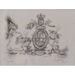 Ronald Searle, CBE, RDI (1920-2011)Buckingham Dallas - cartoon of the coat of arms of the United