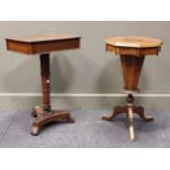 A Regency rosewood work table 74 x 48 x 37cm together with a Victorian work table 72 x 42cm (2)