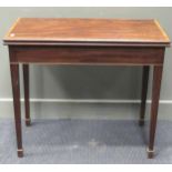 A George III mahogany fold over tea table 74 x 84 x 41cm (closed)