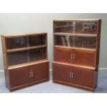 Two Art Deco modular mahogany bookcases by Minty, 135 x 89 x 23cm and 108 x 89 x 22.5cm