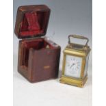 Le Roy & Fils, a miniature cased brass carriage timepiece, clock measures 9 x 4.5 x 5cm