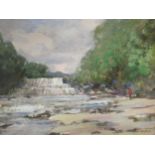 Owen Waters (British 1916-2004), Aysgarth Falls, Yorkshire, signed (lower right), oil on board, 19.5
