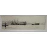 Harold Wyllie (1880-1973) Three signed etchings, The Vernon Torpedo School, A View Down the River