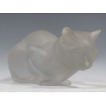 A Lalique cat, in prone position, 12 x 24 x 13cmMinor and marks scratching to the exterior