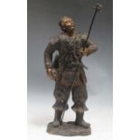 A Meiji style bronze figure of a warrior, 60cm high