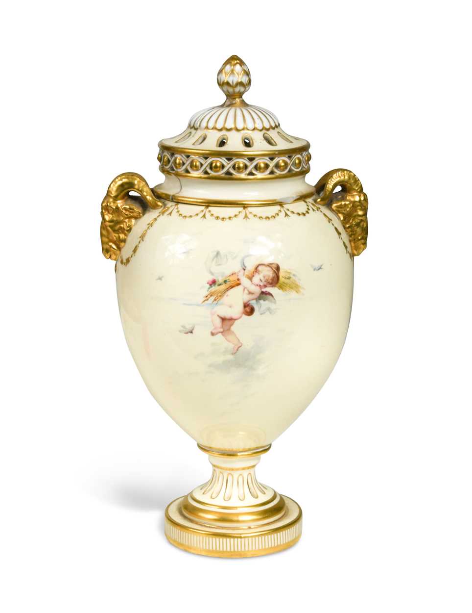 A Minton porcelain ovoid pot pourri circa 1880, 22cm high