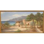 A 20th-century Mediterranean landscape, signed 'Loizeau', oil on canvas, 48.5 x 100cm