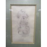 George Constant, lithograph of a woman, 20 x 12cm, together with self portrait, signed 'G.