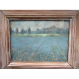 Virginia Ridley, two oil on boards, to include, Flax Field near Rye, Kent, 13.5 x 18.5cm, and