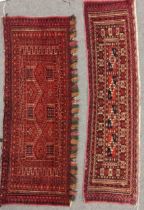 Two finely woven Turkmen Torbas, 105 x 28cm, 96 x 38cm