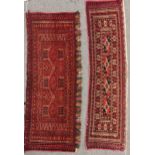 Two finely woven Turkmen Torbas, 105 x 28cm, 96 x 38cm