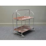 zzz Chrome and rosewood effect folding tea trolley