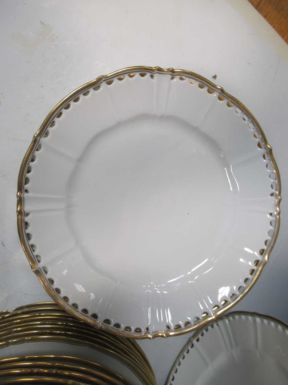 A Copenhagen porcelain botanical desert service, nine plates with pierced borders and a B&G part - Bild 3 aus 6