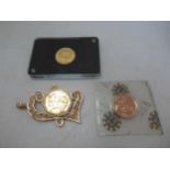 Two half sovereigns dated 1883 and 2019, together with a pendant with a full sovereign dated 1918 (