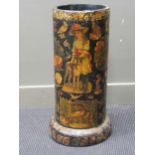 A painted chimney pot decorated with applied decoupage, 66 x 28cm