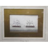 Nicholas Pocock (1740-1821), Sailing Ships on Calm Waters, ink and watercolour, 7 x 12cm;together