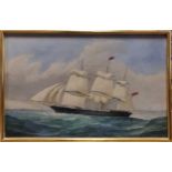 Three maritime paintings of boats at seaoil on canvas 38 x 59cm, 45 x 60cm, 50 x 75cmSlight