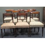 A set of six Regency mahogany bar back dining chairs, and two other bar back chairs (8)