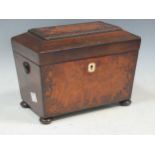 A 19th century rosewood tea caddy, the hinged lid enclosing a two partition interior, 15 x 20 x 12.