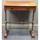 A William IV mahogany end support lamp table, 71 x 61 x 41cm