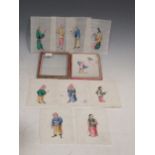 A set of ten Chinese export pith paper paintings, 19th century, depicting figures in traditional