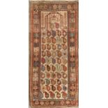 A late 19th century Akstafa prayer rug with boteh field, 173 x 85cmRug faded to various