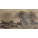 William Meredith (British, born 1851), The Gypsy Encampment, charcoal, 46 x 69cm