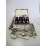 A quantity of silver flatware and cutlery etc, 28.7ozt weighable silver