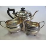 A Chester silver three-piece tea set, gross weight 27.43ozt