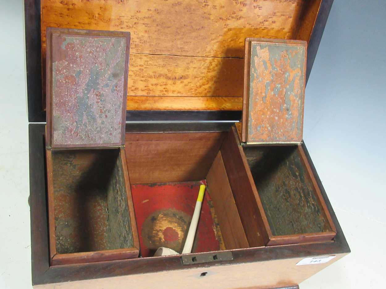 Birds eye maple tea caddy early 19th century 19 x 31 x 18cm - Image 3 of 4