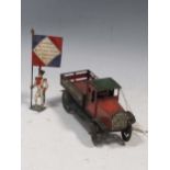 A Wells of London vintage tin plate toy lorry, ‘B.P. Motor Sport’, lacks one headlamp, 9 x 6 x 17cm;