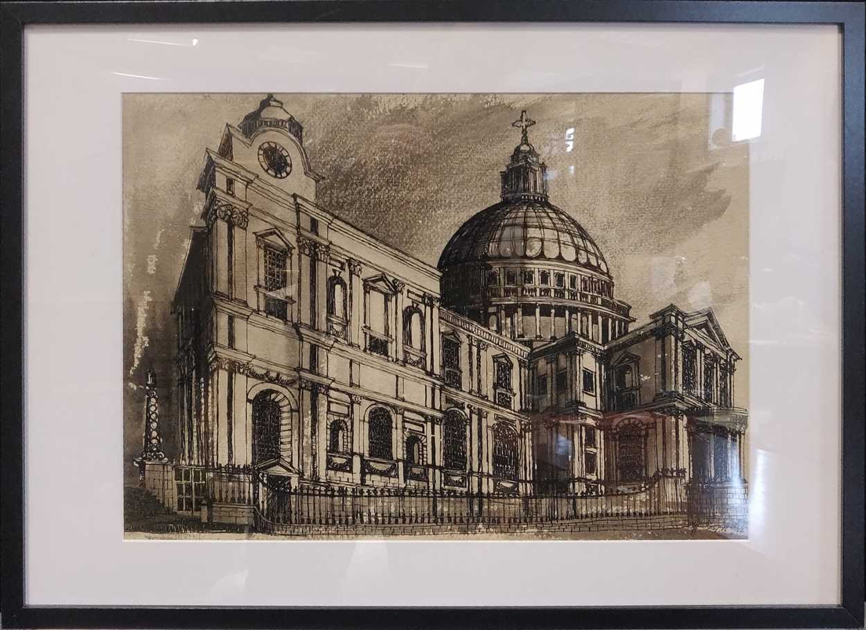 St Paul's Cathedral, 1961, ink and wash, signed 'G Holt' (lower right), 37 x 52.5cm - Bild 2 aus 4