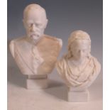 A Robinson & Leadbeater Parian bust of Lord Roberts, tallest 21cm high