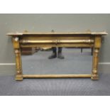 A19th century gilt overmantle mirror, 54 x 105cm