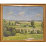 Modern British SchoolViaduct in a pastoral landscapeoil on canvas50 x 60cm
