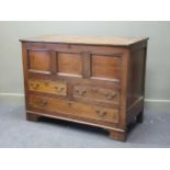 An 18th century oak mule chest, 96.5 x 129 x 59cm