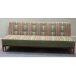 zzz A late 20th century Danish teak day bed with a green and pink buttoned upholstery